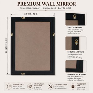 Acrylic Wall Mirror with Black Frame | Lightweight Shatter-Resistant Decorative Mirror for Entryway, Living Room, Bedroom & Bathroom | Durable, Clear Reflection | Wall Mounted Home DÃ©cor