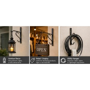Heavy Duty Wall Mount Plant Hanger Hooks (Pack of 2) | Metal Hanging Basket Brackets for Flower Pots, Lanterns, Bird Feeders & Outdoor Garden Décor Heavy Duty Wall Mount Plant Hanger Hooks (Pack of 2) | Metal Hanging Basket Brackets for Flower Pots, Lanterns, Bird Feeders & Outdoor Garden Décor