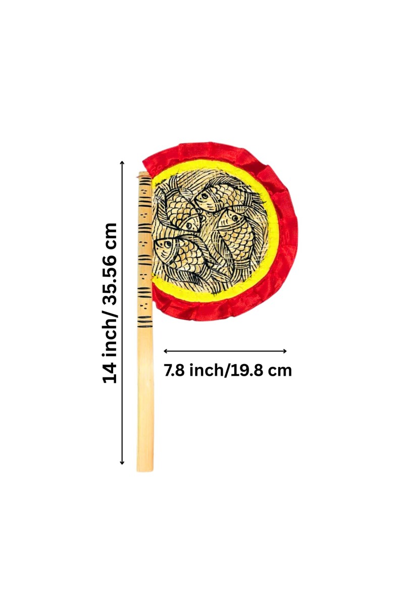 Handmade Bamboo Hand Fan (Hatpakha) â€“ Traditional Hand-Painted Handheld Fan for Cool Air, Home DÃ©cor, Festivals & Puja