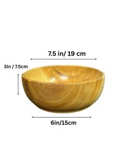 Wooden Bowl for Serving Snacks, Dry Fruits & Salad | Handmade Natural Wood Bowl | Multipurpose Round Serving Bowl for Kitchen, Dining, Fruit, Dessert & Home Decor