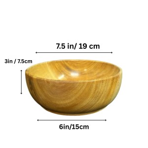 Wooden Bowl for Serving Snacks, Dry Fruits & Salad | Handmade Natural Wood Bowl | Multipurpose Round Serving Bowl for Kitchen, Dining, Fruit, Dessert & Home Decor