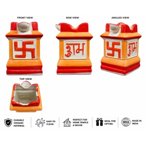 Handcrafted Ceramic Swastik Tulsi Mandir | Traditional Hindu Auspicious Symbol for Home Temple | Decorative Pooja Decor for Diwali, Navratri & Religious | Orange| Packed in a Premium Wooden Box Handcrafted Ceramic Swastik Tulsi Mandir | Traditional Hindu Auspicious Symbol for Home Temple | Decorative Pooja Decor for Diwali, Navratri & Religious | Orange| Packed in a Premium Wooden Box