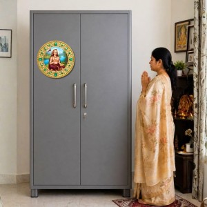 Adi Shankaracharya Fridge Magnet Wooden | Glossy Sublimation Print | 4x4 Inch | Strong Magnet Back | Decorative Magnet for Fridge, Almirah & Temple Decor (F23720)