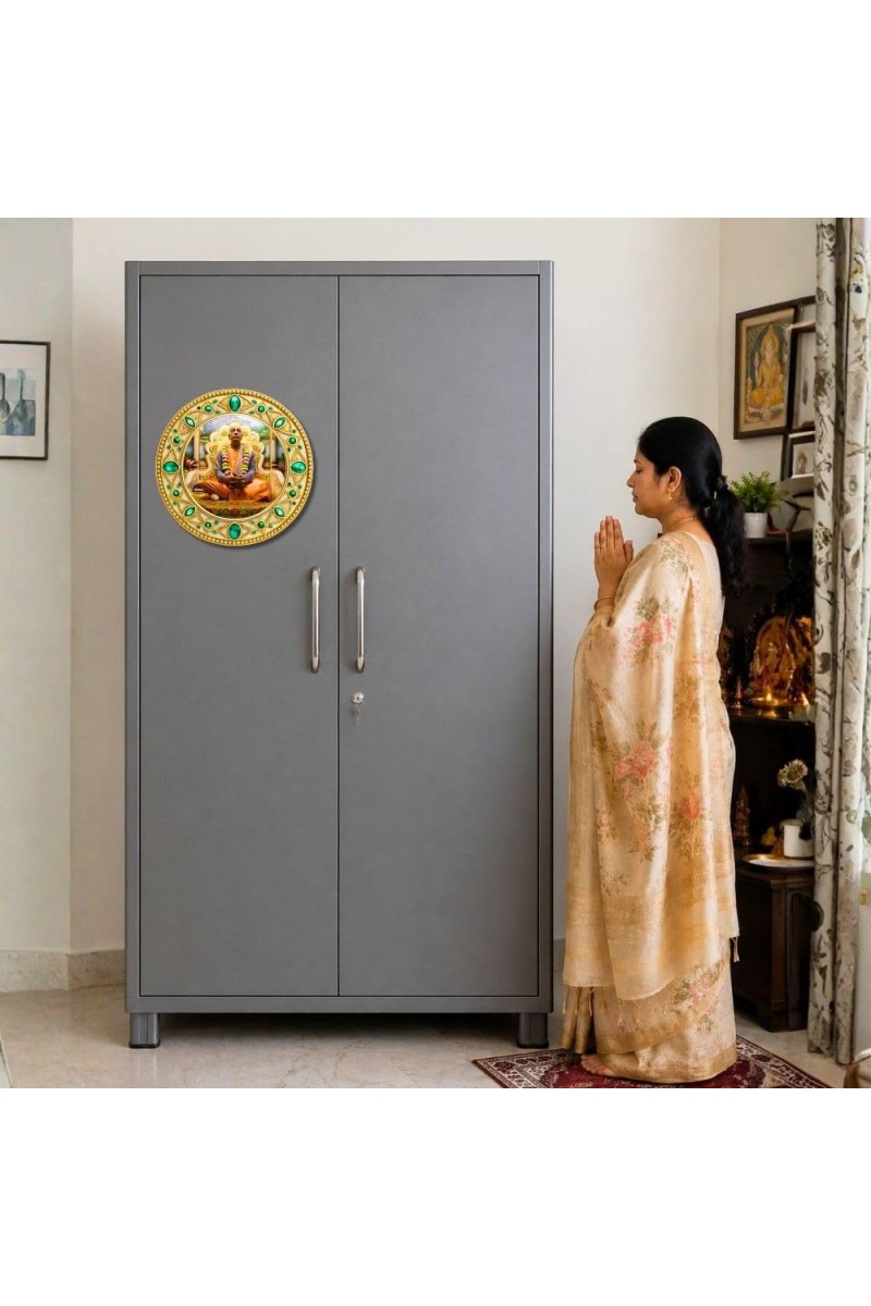A. C. Bhaktivedanta Swami Prabhupada Fridge Magnet Wooden | Glossy Sublimation Print | 4x4 Inch | Strong Magnet Back | Decorative Magnet for Fridge, Almirah & Temple Decor (F23726)