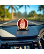 Car Dashboard/Table Top Sree Narayana Guru Metal Golden Photo Stand 2x2 Inches, Compact & Stylish Spiritual Display For Car, Home & Office (Pack Of 1) (F24560)