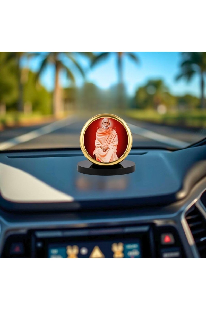 Car Dashboard/Table Top Sree Narayana Guru Metal Golden Photo Stand 2x2 Inches, Compact & Stylish Spiritual Display For Car, Home & Office (Pack Of 1) (F24560)