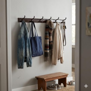 Wall Mounted Clothes Hanger Rack with 6 Hooks | Heavy Duty Metal Wall Hanger for Clothes, Towels, Bags, Keys & Accessories | Space Saving Wall Organizer for Home, Bedroom, Bathroom & Office Wall Mounted Clothes Hanger Rack with 6 Hooks | Heavy Duty Metal Wall Hanger for Clothes, Towels, Bags, Keys & Accessories | Space Saving Wall Organizer for Home, Bedroom, Bathroom & Office