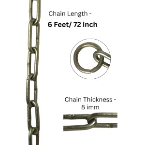 Iron Lock Golden Chain | Multipurpose Security for Gates, Cycles, Bikes | Indoor & Outdoor Use | Heavy Duty for Protection and Home Use (6 Feet)