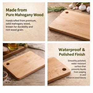 Wooden Chopping Board for Kitchen | Durable Natural Wood Cutting Board with Hanging Hole | Multipurpose Board for Cutting Vegetables, Fruits, Meat & Food Preparation | Rectangular Design (Pack of 1)