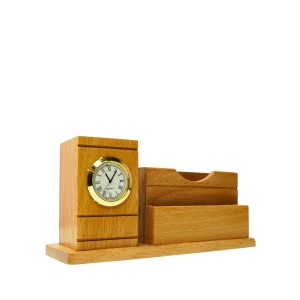 Wooden Pen Stand with Analog Clock & Business Card Holder | Multipurpose Desk Organizer for Office Table | Pen Pencil Holder | Wooden Stationery Organizer for Home & Office Wooden Pen Stand with Analog Clock & Business Card Holder | Multipurpose Desk Organizer for Office Table | Pen Pencil Holder | Wooden Stationery Organizer for Home & Office
