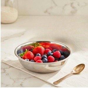 Stainless Steel Serving Bowl | Multipurpose Deep Mixing Bowl for Kitchen, Dining & Food Serving | Mirror Finish Durable Steel Bowl for Salad, Snacks, Fruits, Curry & Rice.
