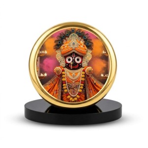 Car Dashboard/Table Top Jay Jagannath Metal Golden Photo Stand 2x2 Inches, Compact & Stylish Spiritual Display For Car, Home & Office (Pack Of 1) (F24708)