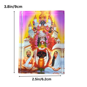 Acrylic Table Photo Stand with Dakshineswar Ma Kali, Sri Ramakrishna & Sarada Ma Image â€“ Crystal Clear Decorative Display Frame for Home Temple, Office Desk & Car Dashboard (Red)