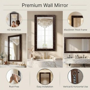 Acrylic Wall Mirror with Black Frame | Lightweight Shatter-Resistant Decorative Mirror for Entryway, Living Room, Bedroom & Bathroom | Durable, Clear Reflection | Wall Mounted Home DÃ©cor