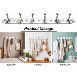 6 Hook Wall Mounted Coat & Towel Hanger Rack |Stainless Steel Clothes Hook Rail | Multipurpose Organizer for Bathroom, Kitchen, Bedroom & Entryway | Rust Resistant | Includes 5 Mounting Screws 6 Hook Wall Mounted Coat & Towel Hanger Rack |Stainless Steel Clothes Hook Rail | Multipurpose Organizer for Bathroom, Kitchen, Bedroom & Entryway | Rust Resistant | Includes 5 Mounting Screws