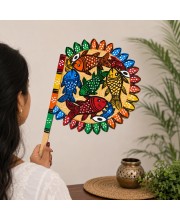Handmade Bamboo Hand Fan (Hatpakha) â€“ Traditional Hand-Painted Handheld Fan for Cool Air, Home DÃ©cor, Festivals & Puja (Multi)