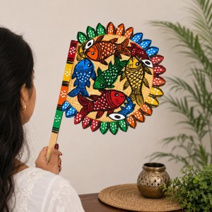 Handmade Bamboo Hand Fan (Hatpakha) – Traditional Hand-Painted Handheld Fan for Cool Air, Home Décor, Festivals & Puja (Multi) Handmade Bamboo Hand Fan (Hatpakha) – Traditional Hand-Painted Handheld Fan for Cool Air, Home Décor, Festivals & Puja (Multi)
