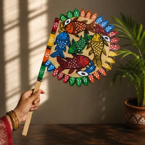 Handmade Bamboo Hand Fan (Hatpakha) – Traditional Hand-Painted Handheld Fan for Cool Air, Home Décor, Festivals & Puja (Multi) Handmade Bamboo Hand Fan (Hatpakha) – Traditional Hand-Painted Handheld Fan for Cool Air, Home Décor, Festivals & Puja (Multi)