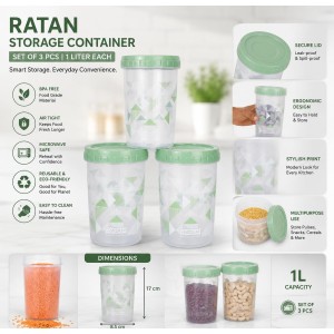 1 Litre Plastic Storage Container Set of 3 | Airtight Multipurpose Kitchen Containers for Dry Fruits, Snacks, Pulses, Sugar, Tea & Grocery Storage | BPA-Free Transparent Food Storage Jars 1 Litre Plastic Storage Container Set of 3 | Airtight Multipurpose Kitchen Containers for Dry Fruits, Snacks, Pulses, Sugar, Tea & Grocery Storage | BPA-Free Transparent Food Storage Jars