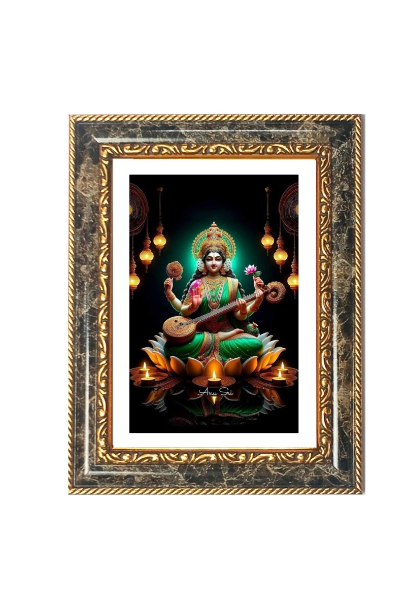 Lakshmi Decorative Photo Frame With White Mount | Premium Wall & Tabletop Picture Frame | Home, Office & Temple Decoration | 8x12 Inch (Pack Of 1) (F31506)