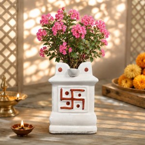 Handcrafted Ceramic White Tulsi Mandir with Auspicious Swastik Design | Traditional Tulsi Planter for Home, Balcony & Puja Room| Design May Vary | Securely Packed in a Wooden Box for Safe Delivery Handcrafted Ceramic White Tulsi Mandir with Auspicious Swastik Design | Traditional Tulsi Planter for Home, Balcony & Puja Room| Design May Vary | Securely Packed in a Wooden Box for Safe Delivery