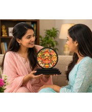 Car Dashboard Wooden Ashta Lakshmi Showpiece | 4 X 4.5 Inch Sublimation Printed Decorative Stand | 4 Mm MDF | Home Decor | Made in India (F33350)