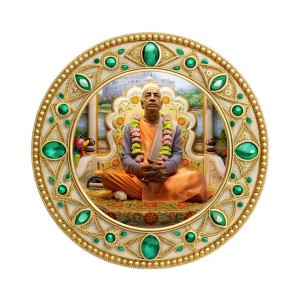 A. C. Bhaktivedanta Swami Prabhupada Fridge Magnet Wooden | Glossy Sublimation Print | 4x4 Inch | Strong Magnet Back | Decorative Magnet for Fridge, Almirah & Temple Decor (F23726)