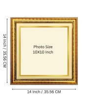 10x10 Empty Golden Photo Frame for Wall Decor | Decorative Picture Frame for Photos, Paintings & Religious Images | Classic Gold Finish | Home, Office & Gift Display