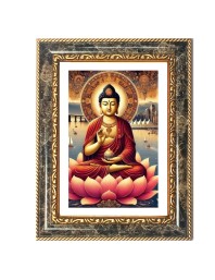 Buddha Decorative Photo Frame With White Mount | Premium Wall & Tabletop Picture Frame | Home, Office & Temple Decoration | 10x14 Inch (Pack Of 1) (F32691)