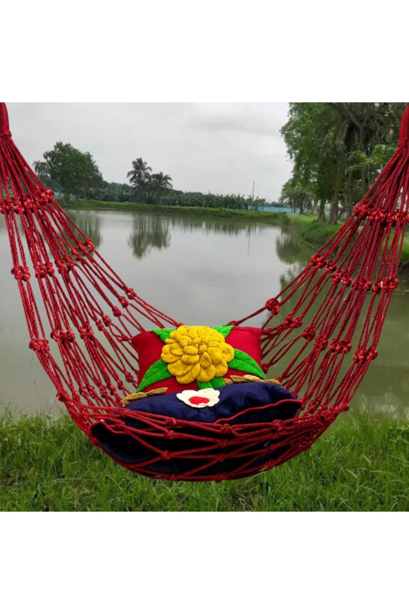 Handcrafted Nylon Rope Hammock Swing Hanging Net Mesh Sleeping Bed for Kids