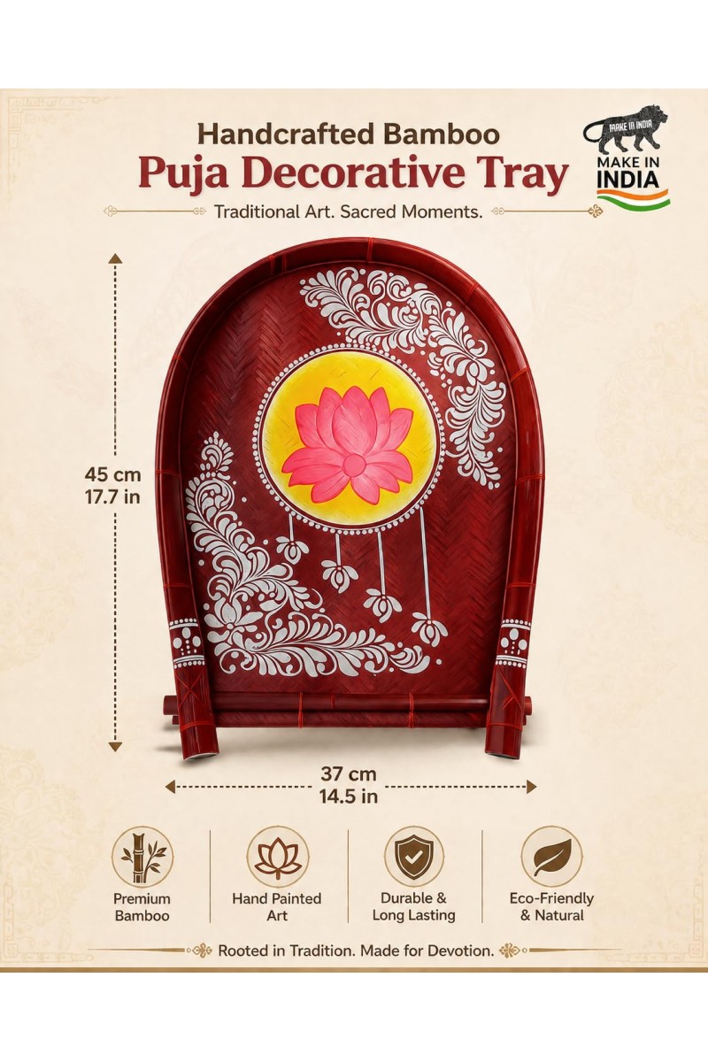 Handmade Bamboo Wedding Kulo for Bengali Boron & Khoi Dan | Traditional Hand-Painted Bamboo Kulo Tray for Wedding, Puja Decoration & Rituals | Eco-Friendly
