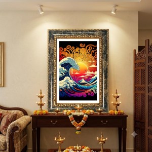 The Great Wave Off Kanagawa Decorative Photo Frame With White Mount | Premium Wall & Tabletop Picture Frame | Home, Office & Temple Decoration | 8x12 Inch (Pack Of 1) (F31624)