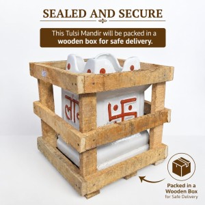Handcrafted Ceramic White Tulsi Mandir with Auspicious Swastik Design | Traditional Tulsi Planter for Home, Balcony & Puja Room| Design May Vary | Securely Packed in a Wooden Box for Safe Delivery Handcrafted Ceramic White Tulsi Mandir with Auspicious Swastik Design | Traditional Tulsi Planter for Home, Balcony & Puja Room| Design May Vary | Securely Packed in a Wooden Box for Safe Delivery