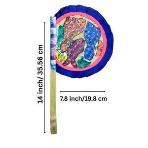 Handcrafted Bamboo Hat Pakha Traditional Hand Fan | Hand-Painted Fish Design | Natural Bamboo Cooling Fan | Eco-Friendly Manual Fan for Home, Puja, Festivals, Wedding, Decoration & Gifting