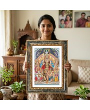 (Durga Parivar) And Lord Shiva Decorative Photo Frame With White Mount | Premium Wall & Tabletop Picture Frame | Home, Office & Temple Decoration | 10x14 Inch (Pack Of 1) (F31221)
