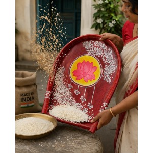 Handmade Bamboo Wedding Kulo for Bengali Boron & Khoi Dan | Traditional Hand-Painted Bamboo Kulo Tray for Wedding, Puja Decoration & Rituals | Eco-Friendly Handmade Bamboo Wedding Kulo for Bengali Boron & Khoi Dan | Traditional Hand-Painted Bamboo Kulo Tray for Wedding, Puja Decoration & Rituals | Eco-Friendly