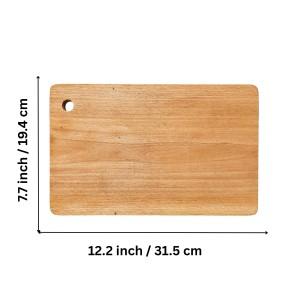 Wooden Chopping Board for Kitchen | Durable Natural Wood Cutting Board with Hanging Hole | Multipurpose Board for Cutting Vegetables, Fruits, Meat & Food Preparation | Rectangular Design (Pack of 1)