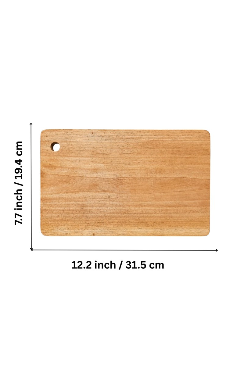 Wooden Chopping Board for Kitchen | Durable Natural Wood Cutting Board with Hanging Hole | Multipurpose Board for Cutting Vegetables, Fruits, Meat & Food Preparation | Rectangular Design (Pack of 1)