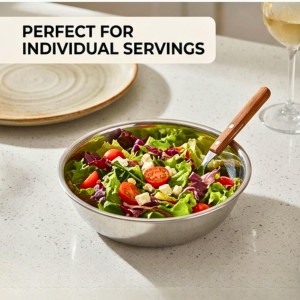 Stainless Steel Serving Bowl | Multipurpose Deep Mixing Bowl for Kitchen, Dining & Food Serving | Mirror Finish Durable Steel Bowl for Salad, Snacks, Fruits, Curry & Rice.