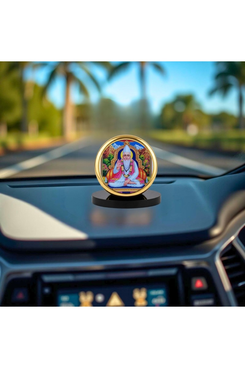 Car Dashboard/Table Top Sant Kabir Metal Golden Photo Stand 2x2 Inches, Compact & Stylish Spiritual Display For Car, Home & Office (Pack Of 1) (F24824)