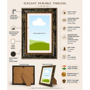 The Great Wave Off Kanagawa Decorative Photo Frame With White Mount | Premium Wall & Tabletop Picture Frame | Home, Office & Temple Decoration | 8x12 Inch (Pack Of 1) (F31624)