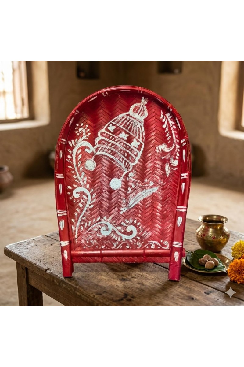 Handicrafts Bamboo Kulo Tray â€“ Handmade & Hand-Painted Soop/Kulo Basket with Traditional Art Design | DecorativeTray for Puja, Wedding Rituals, Home DÃ©cor, Storage & Gifting