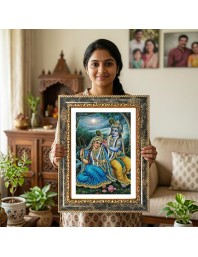 Radhaa Krishna Decorative Photo Frame With White Mount | Premium Wall & Tabletop Picture Frame | Home, Office & Temple Decoration | 8x12 Inch (Pack Of 1) (F31451)