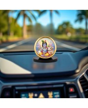 Car Dashboard/Table Top Lord Krishna Metal Golden Photo Stand 2x2 Inches, Compact & Stylish Spiritual Display For Car, Home & Office (Pack Of 1) (F24747)