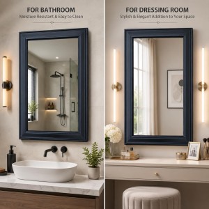 Acrylic Wall Mirror with Black Frame | Lightweight Shatter-Resistant Decorative Mirror for Entryway, Living Room, Bedroom & Bathroom | Durable, Clear Reflection | Wall Mounted Home DÃ©cor