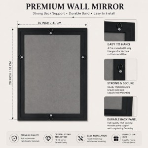Acrylic Wall Mirror with Gold & Brown Decorative Frame | Wall Mounted Mirror for Entryway, Living Room, Bedroom & Bathroom | Lightweight, Shatter-Resistant, Durable & Clear Reflection
