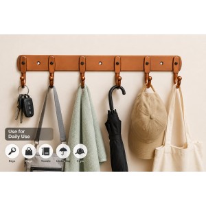 6-Hook Metal Wall Hook Rack with 3 Mounting Screws Included | Heavy Duty Wall Mounted Coat & Towel Hanger | Multipurpose Hook Rail for Clothes, Keys, Bags, Hats & Bathroom Accessories | Copper Finish 6-Hook Metal Wall Hook Rack with 3 Mounting Screws Included | Heavy Duty Wall Mounted Coat & Towel Hanger | Multipurpose Hook Rail for Clothes, Keys, Bags, Hats & Bathroom Accessories | Copper Finish