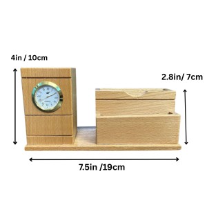 Wooden Pen Stand with Analog Clock & Business Card Holder | Multipurpose Desk Organizer for Office Table | Pen Pencil Holder | Wooden Stationery Organizer for Home & Office Wooden Pen Stand with Analog Clock & Business Card Holder | Multipurpose Desk Organizer for Office Table | Pen Pencil Holder | Wooden Stationery Organizer for Home & Office