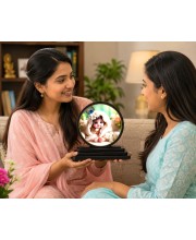 Car Dashboard Wooden Baby Krishna Showpiece | 4 X 4.5 Inch Sublimation Printed Decorative Stand | 4 Mm MDF | Home Decor | Made in India (F33283)