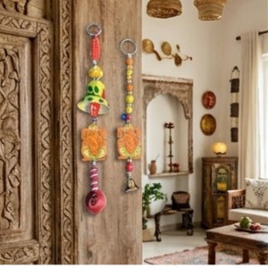 Handmade Wooden Ganesha Wall Hanging Bells for Home Décor | Colorful Hand-Painted Decorative Bells | Traditional Indian Wall Decoration for Entrance, Living Room & Pooja Room (Color May Vary) Handmade Wooden Ganesha Wall Hanging Bells for Home Décor | Colorful Hand-Painted Decorative Bells | Traditional Indian Wall Decoration for Entrance, Living Room & Pooja Room (Color May Vary)